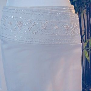Express Ivory Beaded Wrap Skirt